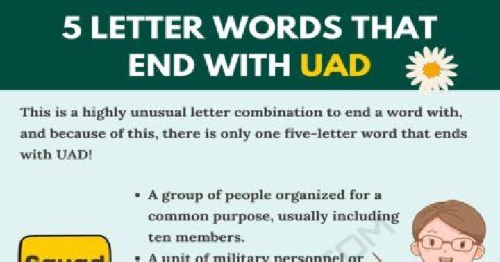 5 letter words that end with UAD – Wordle Help